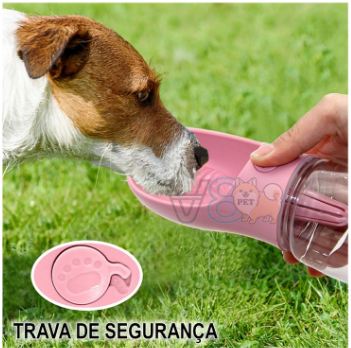 Bebedouro Pet Portátil 550ml Automático Cor Rosa