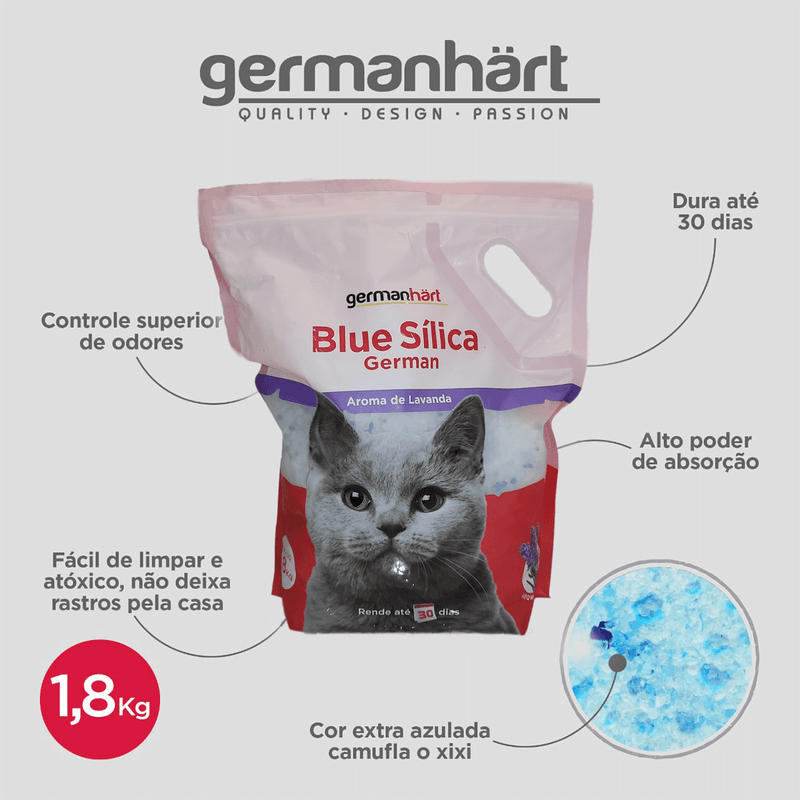 Areia Sílica Para Gato Premium 1,8kg Aroma Lavanda Importada