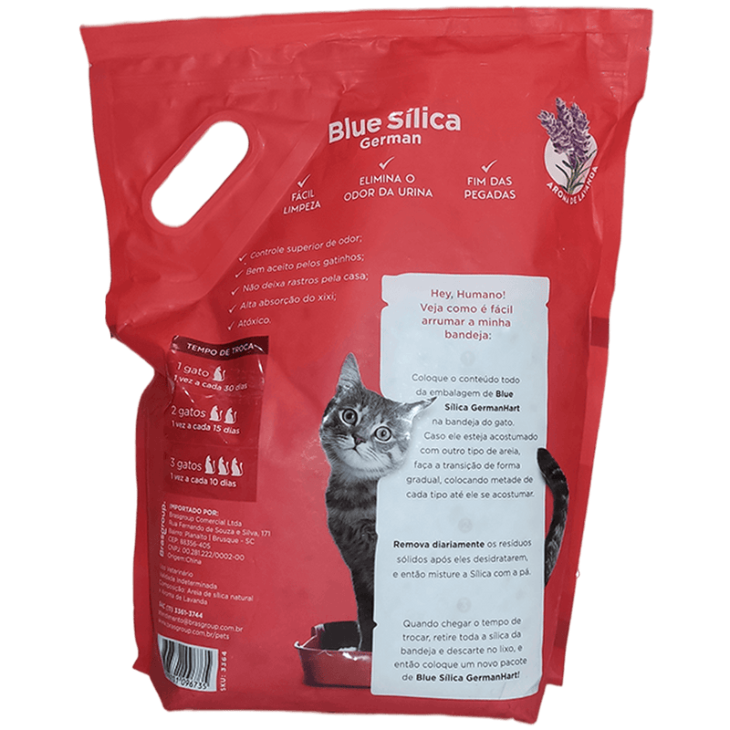 Areia Sílica Para Gato Premium 1,8kg Aroma Lavanda Importada